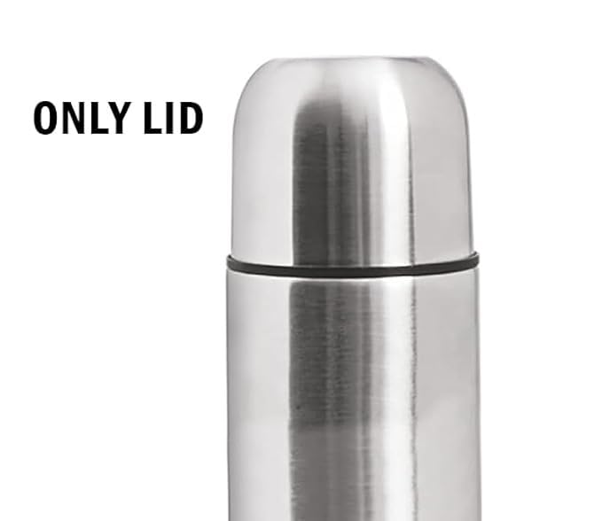 Spare Bullet Assembly Cup Compatible with Milton Thermosteel Water Bottle | Fits 300ml / 350ml / 500ml | Stainless Steel Plain Cap with Inner Jacket | Leak-Proof Replacement Lid | Silver