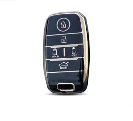 RF REDFOXX TPU Key Cover Compatible with Kia Carnival 5 Button Smart Key (Black)
