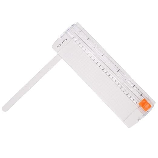 Small Paper Cutter for Cardstock – Portable A4/A5 Guillotine Trimmer with Safety Blade & Grid Ruler – Ideal for Scrapbooking, Photos, Labels, and DIY Crafts (White)