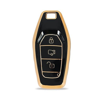 TPU Key Cover Compatible with Mahindra XUV 500 Smart Key, Push Button Start Models, Pack of 2, Black