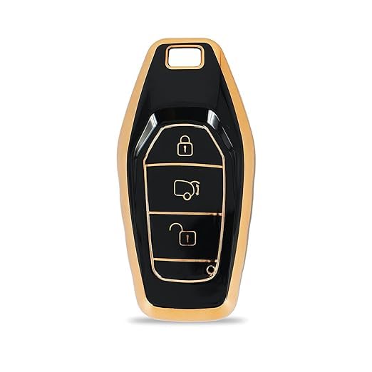 TPU Key Cover Compatible with Mahindra XUV 500 Smart Key, Push Button Start Models, Pack of 2, Black