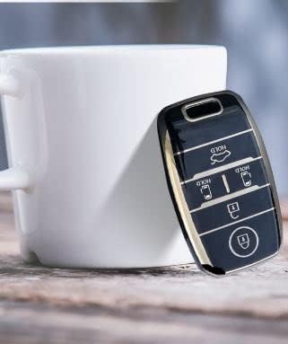 RF REDFOXX TPU Key Cover Compatible with Kia Carnival 5 Button Smart Key (Black)