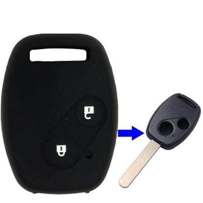 RF REDFOXX Silicon Key Shell Key Cover for Honda City/Civic/Jazz/Mobileo/Amaze/CRV/Brio/2 Button Key (Black)