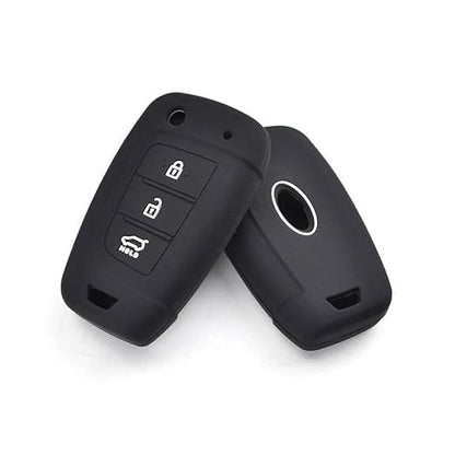 Premium Silicone Key Cover for Hundai I20 2023, Kona, Verna 2018 Onwards (3 Button Flip Key) - Black, Durable, Protective, Scratch-Resistant & Easy to Use.