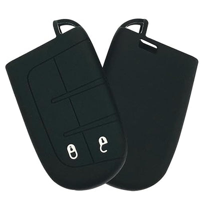 Silicone Car Key Cover Compatible with Jep Copass, Trailawk Smart Key (Black with Black Keychain).