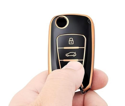 TPU Car Key Cover Compatible with Hyundai Elantra, Old i10, i20, Verna Fluidic – Durable, Stylish Protection for 2/3 Button Flip Smart Keys (Pack of 1)