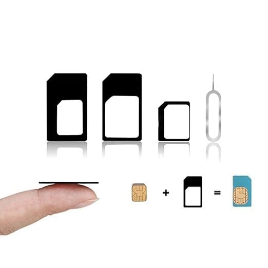 4-in-1 Nano SIM Card Adapter with SIM Ejector Pin – Universal SIM Card Converter for Standard, Micro, Nano SIM Cards, Easy to Use & Convenient.