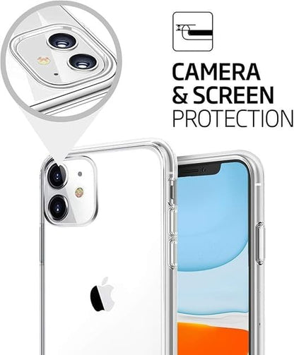 RF REDFOXX Compatible with iPhone 16/15/14/13/12/11 Clear Case | Slim Soft Silicone TPU Shockproof Cover with Camera & Screen Protection | Anti-Yellowing Scratch-Resistant Transparent Phone Case