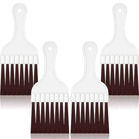 RF REDFOXX 4 Packs Air Conditioner Condenser Fin Cleaning Brush Refrigerator Coil Cleaning Whisk Brush Small Plastic Whisk Brush (Brown)