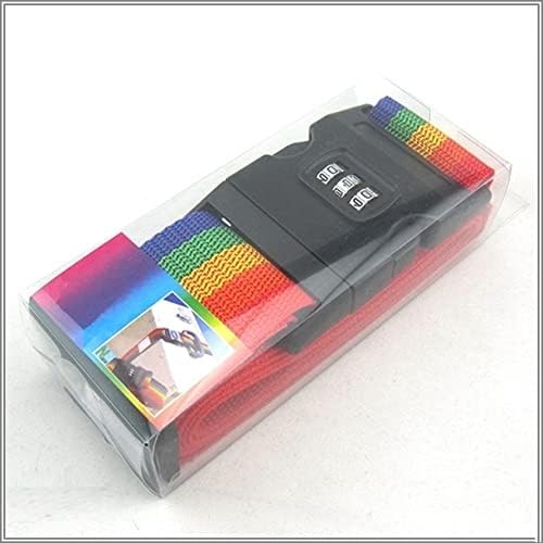 Rainbow Travel Luggage Strap with TSA Combination Lock, Heavy Duty Nylon Security Belt, Adjustable Suitcase Band for Trolley Bags, Model TGLS-001