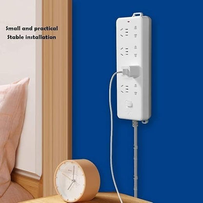 Self-Adhesive Power Strip Mount – Punch-Free Wall Mount Holder for Power Outlets, WiFi Routers, Tissue Boxes | Cable Organizer & Socket Fixer for Desk, Wall, or Cabinet (1PC)
