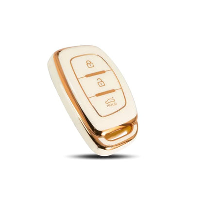 TPU Key Cover Compatible with Hyundai Aura Elantra I.10 Grand Nios I.20 Elite Verna 4S Creta I.10 Grand I.20 Activa Tucson Xcent. (White)