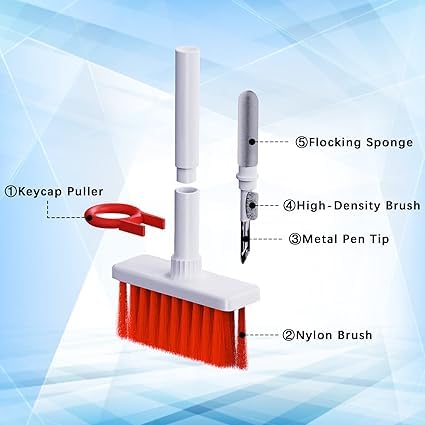 RF REDFOXX 5 in 1 Keyboard Cleaning Brush Kit,Multifunctional Earbuds Cleaner with Keycap Puller,Cleaning Tools for Mechanical Keyboard,PC Laptop and Earphone