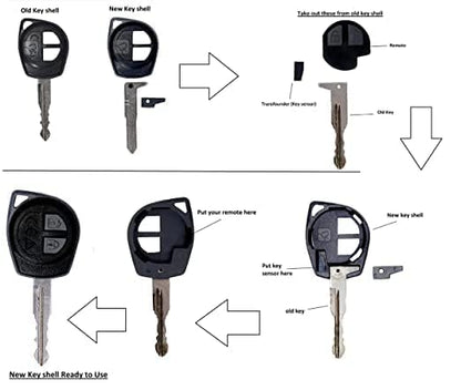 RF REDFOXX 2 Button Replacement Key Shell with Remote case Compatible for Maruti Suzuki Swift, Dezire, A-Star,Alto SX4, Wagonar k Series etc(NOT for BALENO BREZZA & CIAZ )