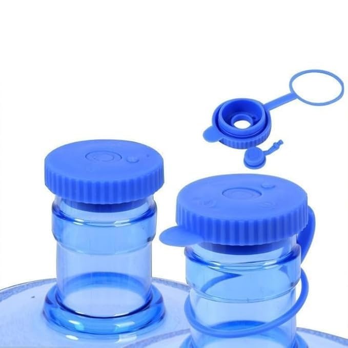 Silicone Water Jug Cap for 20L Bottle Pack of 4 | Reusable Leakproof Water Can Lid with Handle | Dustproof Cover for Bubble Top Water Dispenser Bottle (Blue)