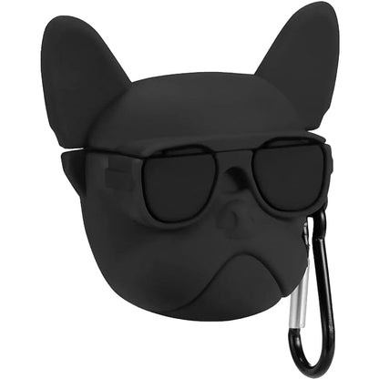 RedFoxx Soft Silicone New 3D Cartoon Design Cute Anime Shockproof Cover Case with Free Keychain Compatible with Apple AIRPODS PRO (NOT for Any Other AIRPODS) (AIRPOD Cover PRO, (Black Bully Dog)
