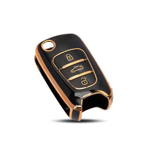 TPU Key Cover Compatible with Hyundai Elantra Old I.10 I.20 Verna Fludic. (Black)