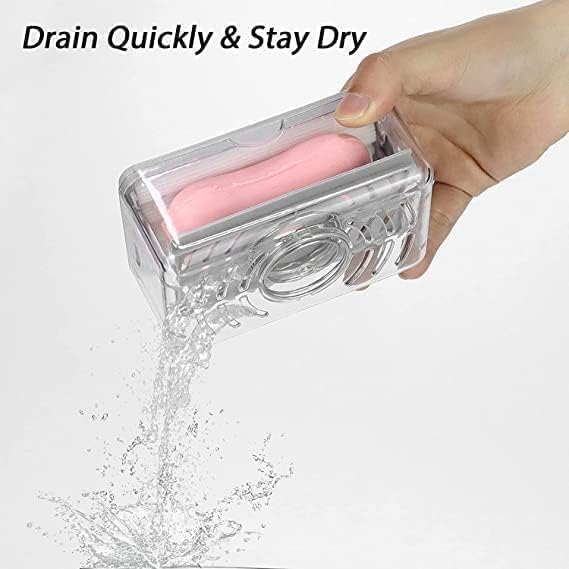 2-in-1 Portable Laundry Rolling Soap Box – Soap Bar Dispenser with Rubber Roller, Foaming Soap Saver, Drain Holes & Spring Mechanism – Travel Soap Holder (12.2L x 7.2W cm, Multicolor)