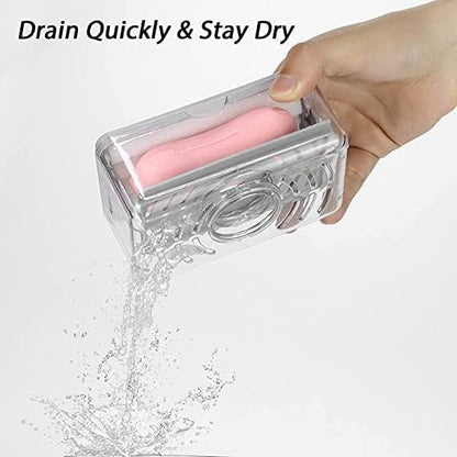 2-in-1 Portable Laundry Rolling Soap Box – Soap Bar Dispenser with Rubber Roller, Foaming Soap Saver, Drain Holes & Spring Mechanism – Travel Soap Holder (12.2L x 7.2W cm, Multicolor)