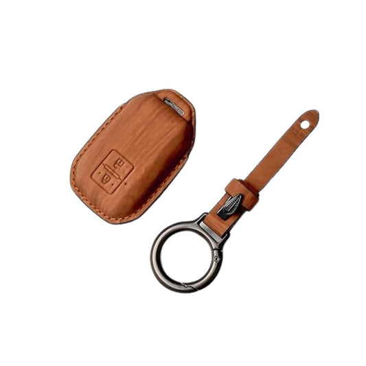 Vegan Wood Leather Finish Key Cover for Mar-UTI SZK Jiny, Fronx, Balno, Gand Vitra, XL6, Igis, Swit, Eriga, Brzza, Dzre (2-Button Smart Key.