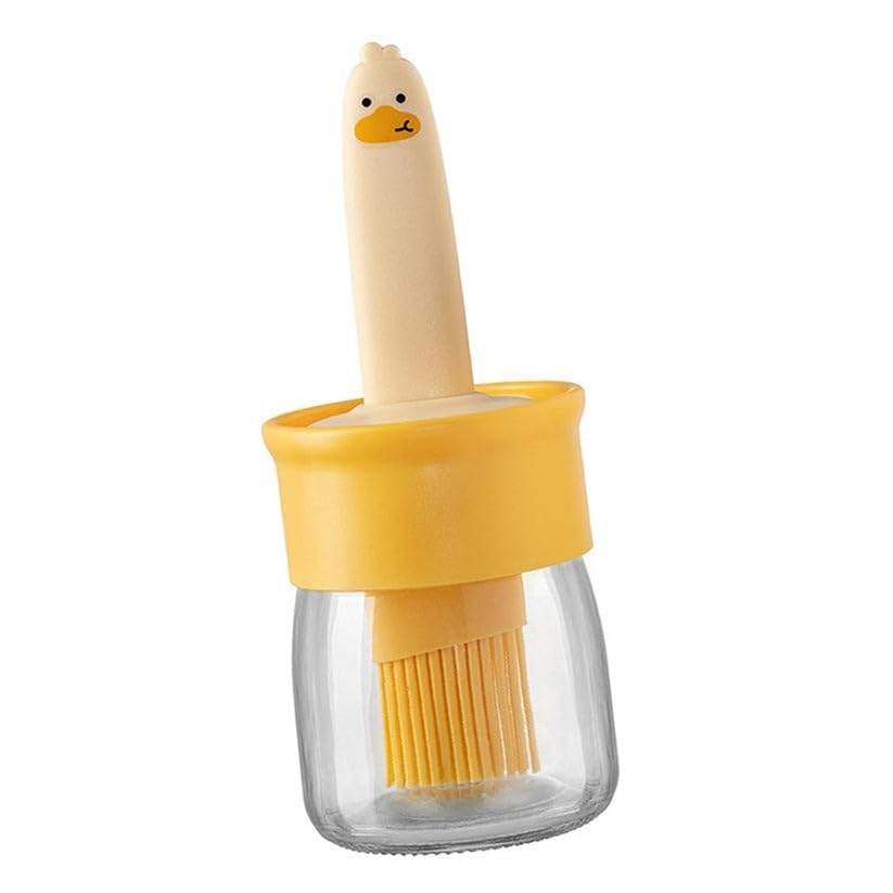 RF REDFOXX 2-in-1 Oil Dispenser Bottle with Silicone Basting Brush | Leak-Proof Glass Jar with Brush for Cooking, Baking, BBQ & Kitchen Use (1 Set)