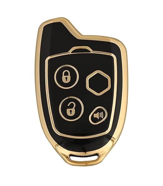 Suzuki Alto Smart Key Cover, 3-Button Remote Shell, Black and Gold TPU Case, Compatible with Alto 800 and Alto K10