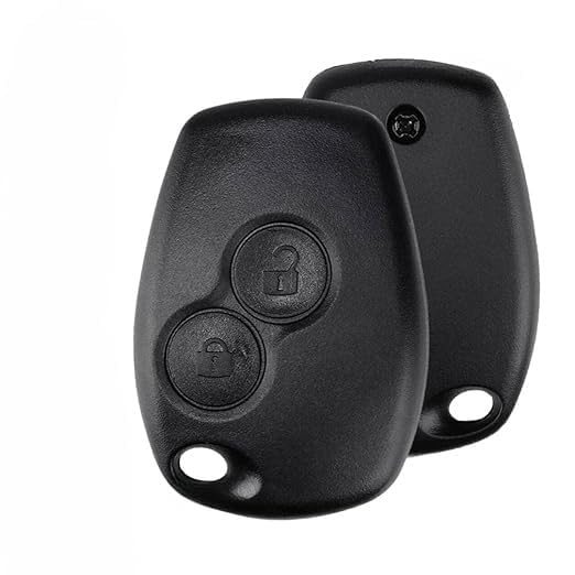 2-Button Remote Key Fob Shell Case – Compatible with Renault Logan, Duster, Verito, Lodgy, Kwid – Replacement Car Key Cover (Black)