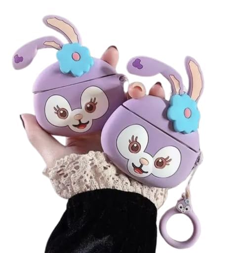 RedFoxx Soft Silicone New 3D Cartoon Design Cute Anime Shockproof CAT Cover Case with Free Keychain Compatible with Apple AIRPODS PRO (NOT for Any Other AIRPODS) (AIRPOD Cover PRO, (Cute Purple)