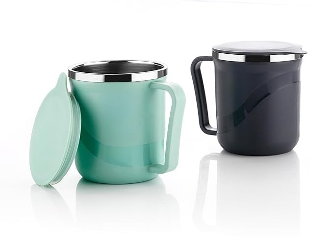 Insulated Stainless Steel Coffee Mug with Lid – 300ml Double Wall Tea & Milk Mug for Home, Office, Restaurant – Stylish, Leakproof, Drinkware Gift (1 Pc,)