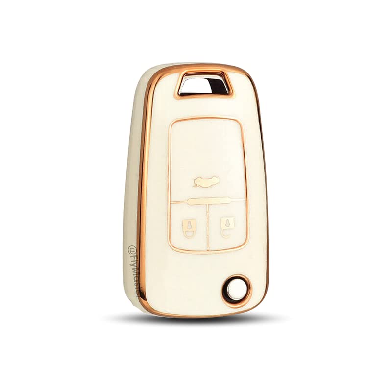 TPU Key Cover Compatible with Chevrolet Cruze. (White)