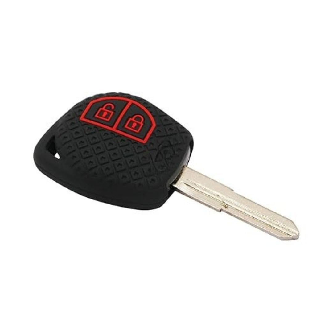 Silicone Car Key Cover Compatible with Baeno, XL6, Swifit, WagionR, Ertigia, Fronix, Jiimny, Dzire, Ignis, Ciazi, Scrosis, Griand Vitara, Brezzia (Black with Black Keychain).