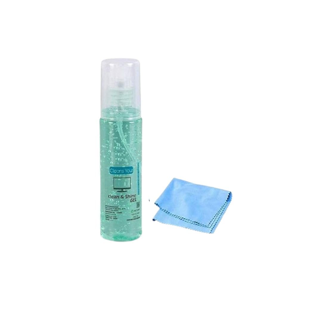 Clean & Shine Gel Multi-Purpose LCD Cleaning Kit – 1 x 100ML Liquid Solution with Microfiber Cloth for Mobile, Laptop, Tablet, Computer, and Camera Screens.