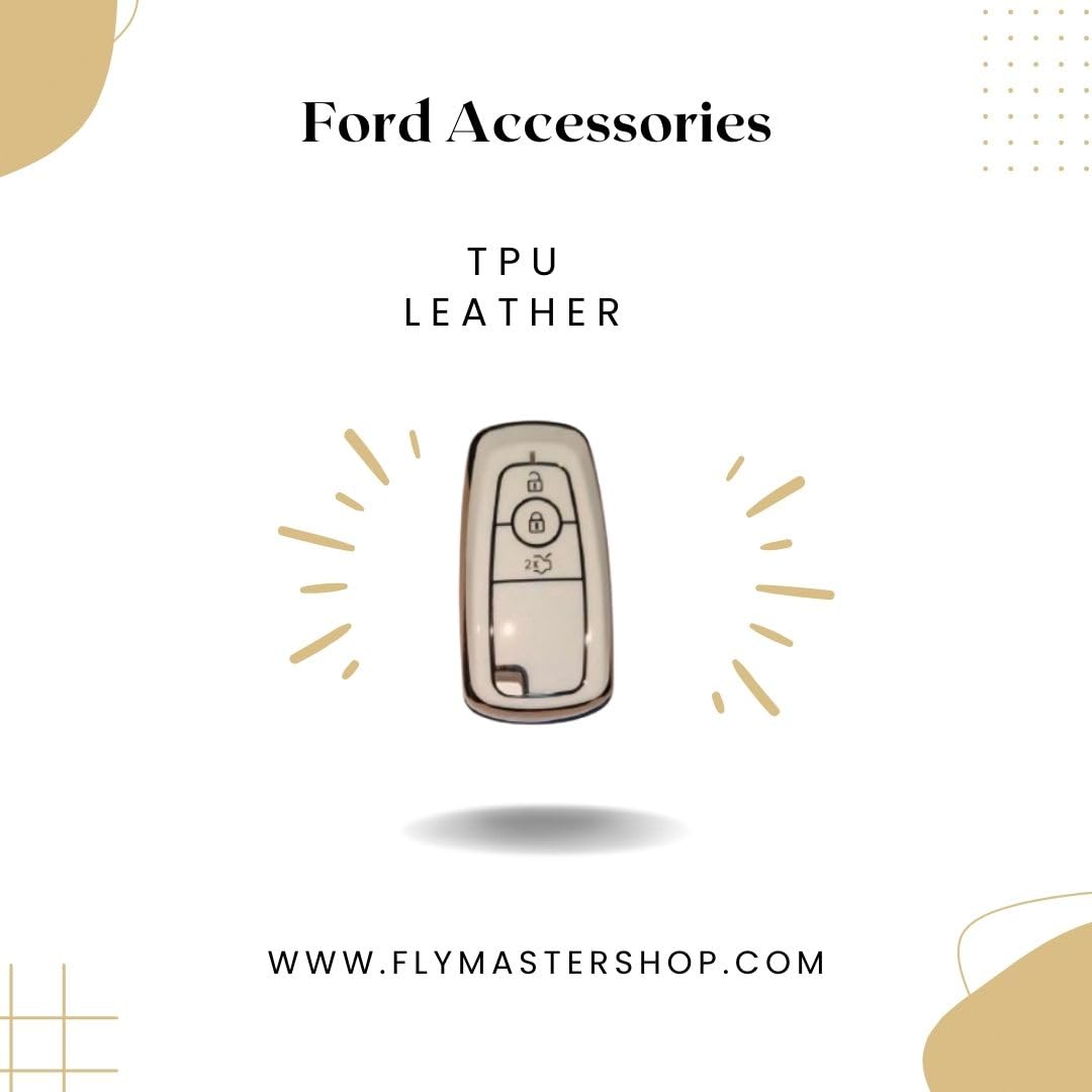 Soft TPU Leather Pattern Key Cover Compatible with Ford Ecosport Aspire Freestyle Endeavour Push Button Start Car Key (Black).