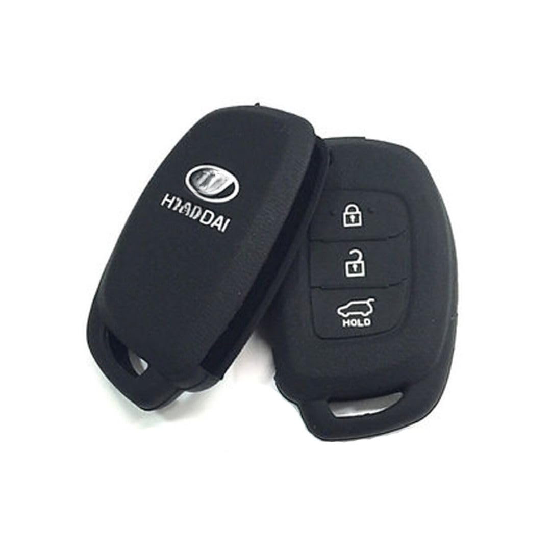 Car Silicone Rubber Key Cover for H-undai Cretaa / I20 Elite - Black - Premium Protection, Durability, and Style ( Pack of 1).