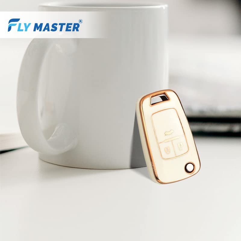 TPU Key Cover Compatible with Chevrolet Cruze. (White)