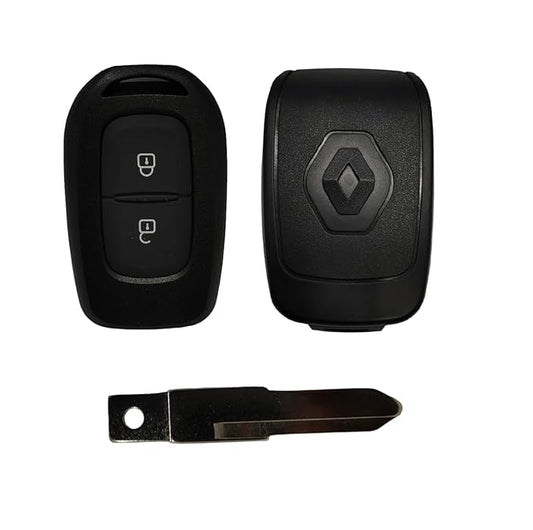 Key Shell Replacement Compatible for Renault Duster, Kwid, Terreno, Triber, Kiger, 2 Button Key, Black