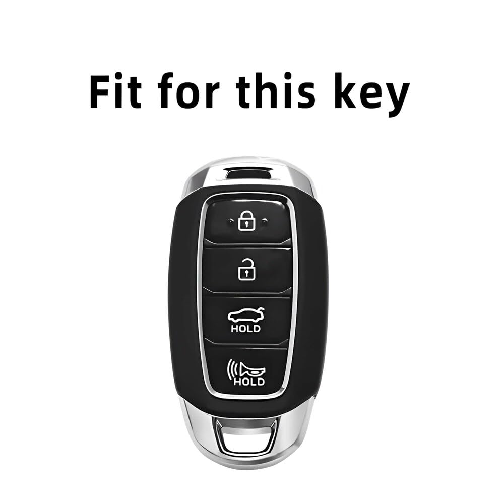 TPU Key Cover Compatible with Hyundai New Verna 2020 Tucson 2021. (Black)