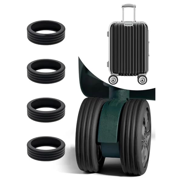 Silicone Luggage Wheel Protectors (8 PCS) | Shock Absorbing Suitcase Wheel Covers for 8 Spinner Wheels | Anti-Slip Noise Reduction Trolley Bag Wheel Guards