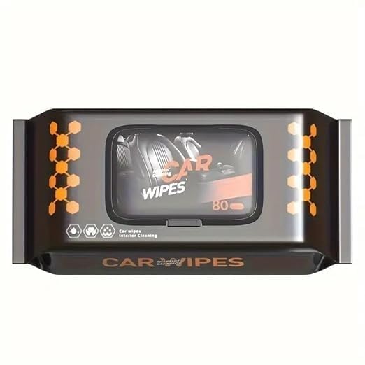Car Cleaning Wipes 80 Pcs – Dashboard Scratch Remover Wet Tissue for Vehicle Interior, Auto Seats, Windows, Glass, Leather & Steering – Disposable Car Care Cleaner Wipes (Pack of 1)