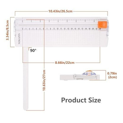 Small Paper Cutter for Cardstock – Portable A4/A5 Guillotine Trimmer with Safety Blade & Grid Ruler – Ideal for Scrapbooking, Photos, Labels, and DIY Crafts (White)