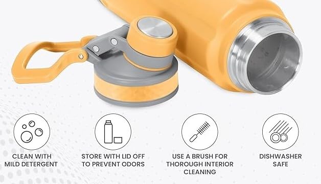 Spare Lid for Milton Mysporty Thermosteel Water Bottle | Compatible with 600ml, 800ml, 1000ml | Insulated Hot & Cold Bottle Cap Replacement (Yellow, Durable & Leakproof)