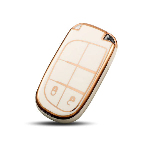 TPU Key Cover Compatible with Jeep Compass Compass Trailhawk. (White)