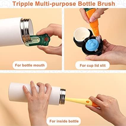3 in 1 Multi Bottle Cleaning Brush,Sponge Baby Bottle Brush, Cup Lid Gap Bottle Cleaning Brush, Multifunctional Cup Brush with Long Handle for Water Bottles, Tumblers, Cups