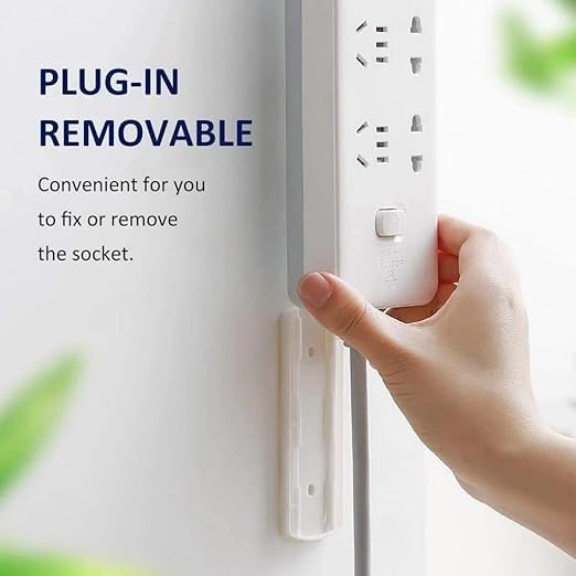 Self-Adhesive Power Strip Mount – Punch-Free Wall Mount Holder for Power Outlets, WiFi Routers, Tissue Boxes | Cable Organizer & Socket Fixer for Desk, Wall, or Cabinet (1PC)
