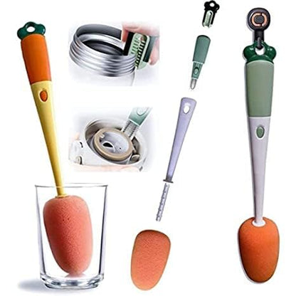 3 in 1 Multi Bottle Cleaning Brush,Sponge Baby Bottle Brush, Cup Lid Gap Bottle Cleaning Brush, Multifunctional Cup Brush with Long Handle for Water Bottles, Tumblers, Cups
