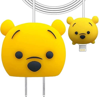 RF REDFOXX Silicone Protective Case for Apple 20W & 18W iPhone USB-C Power Adapter Charger and for USB Lightning Cable, 3D Case for iPhone Charger - 18W/20W (Yellow)