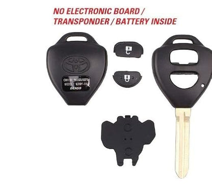 2-Button Toyota Remote Key Shell with Uncut Blade – Compatible with Innova – Replacement Car Key Case Housing (Black, Pack of 1)