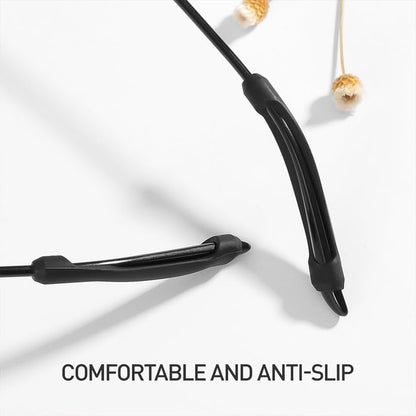 RF REDFOXX Anti-Slip Silicone Eyeglass Ear Hooks, Comfortable Glasses Temple Grip Holders, Black, 1 Pair
