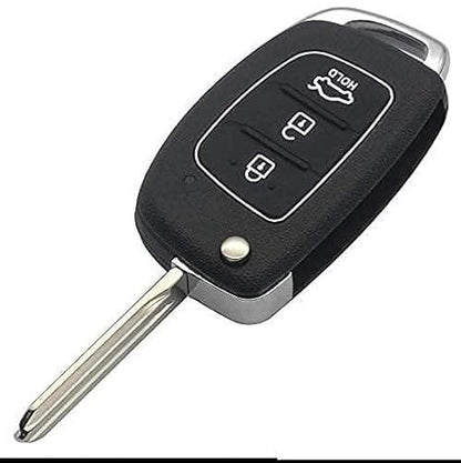 Remote Key Shell Compatible with Hyundai i20, Verna, Xcent & Grand i10 Replacement Car Key Fob Case Housing Durable ABS Plastic Black (Pack of 1)