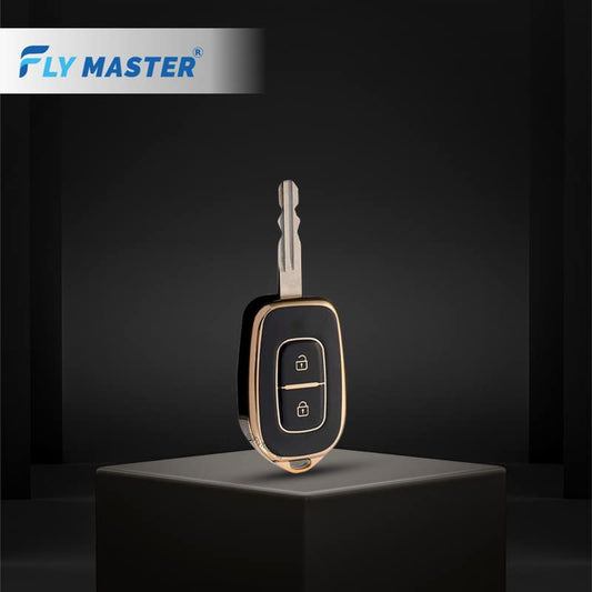 TPU Key Cover Compatible with Renault Duter Triber Redi.Go Kwid. (Black)